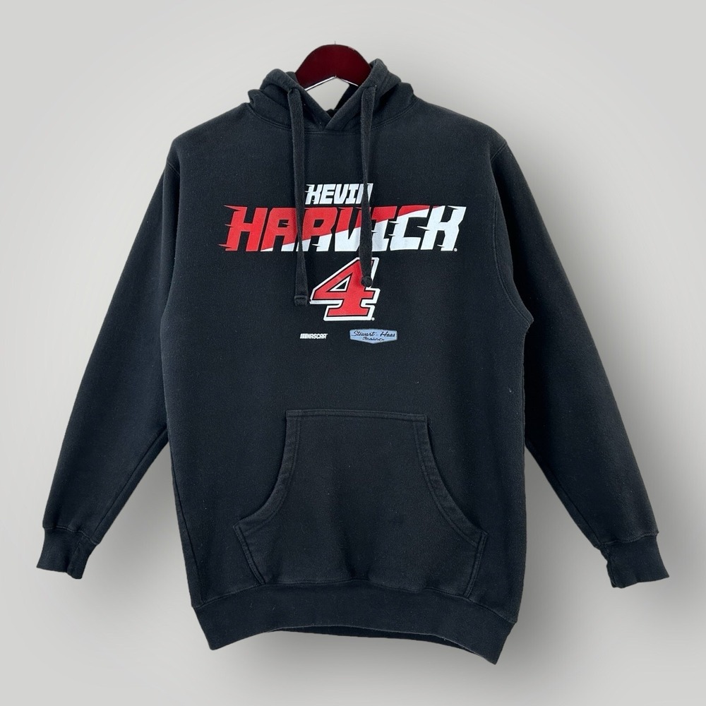 Kevin Harvick Hoodie - Mens L‎ Black NASCAR Racing Racer #4 Pullover Sweatshirt